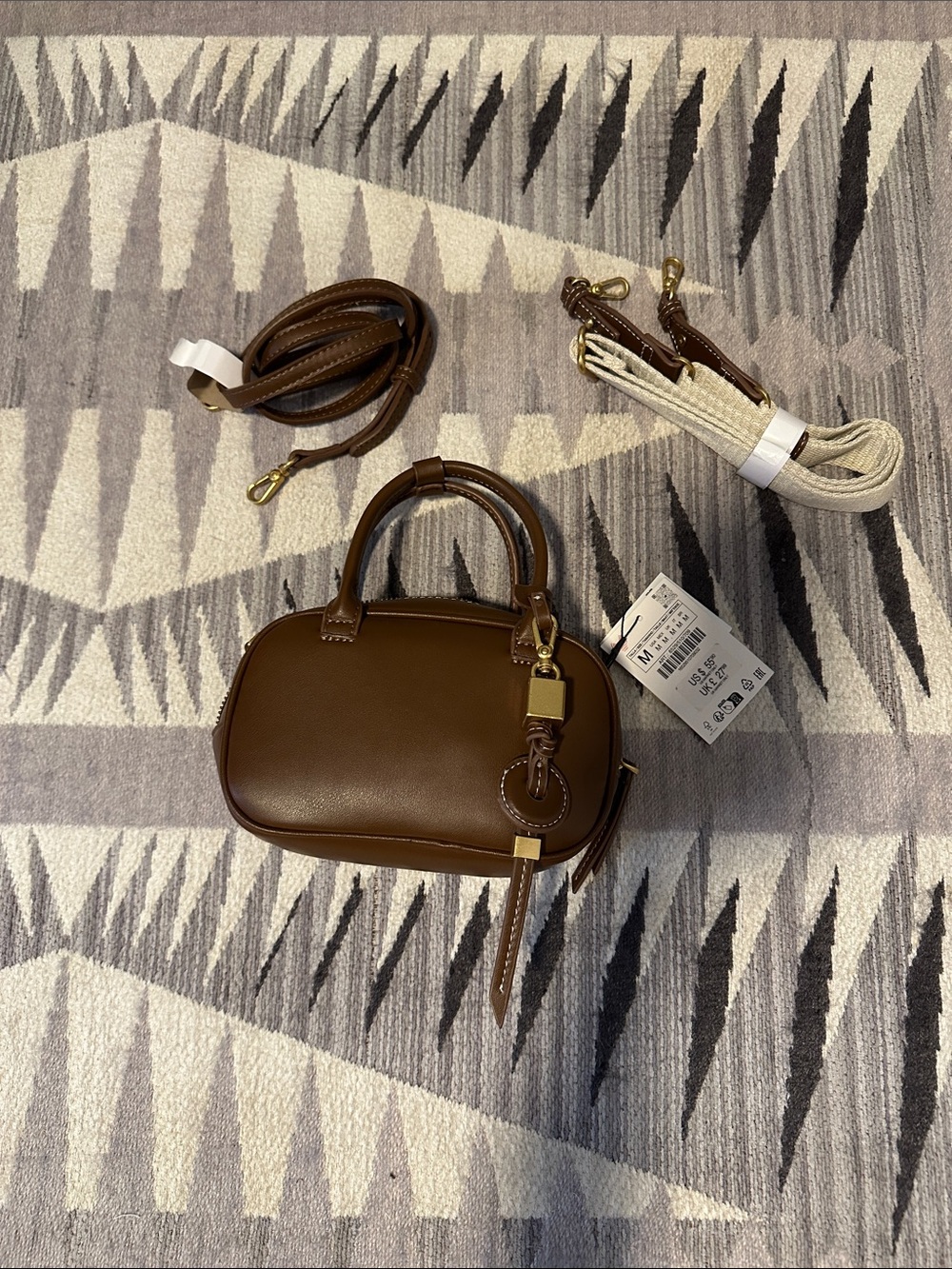 Zara Brown Mini Dome Satchel with Gold Hardware